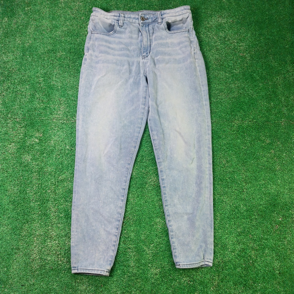 American Eagle Jeans Sz 10 Regular Super Stretch Mid Rise Light Blue Wash